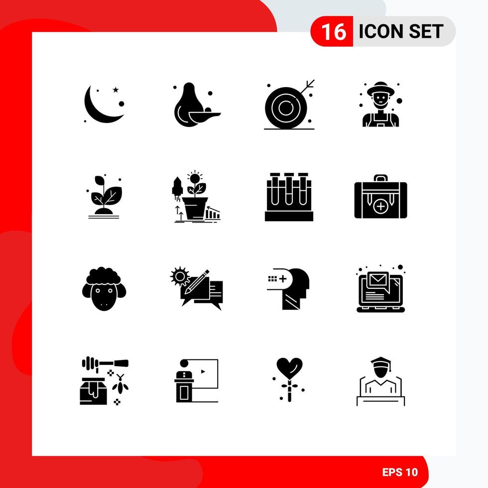 16 Creative Icons Modern Signs and Symbols of old man gardener aim farmer shooting Editable Vector Design Elements