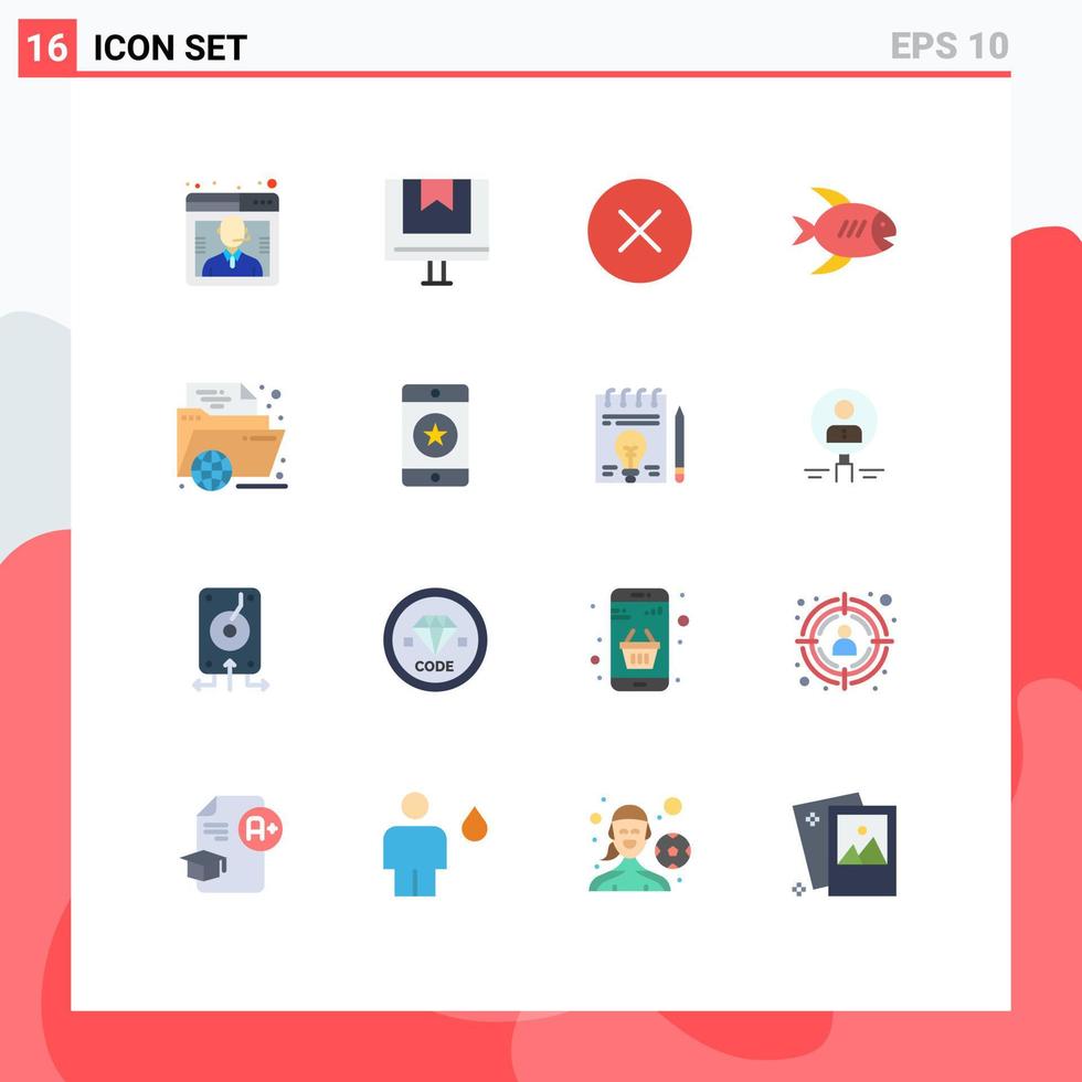 16 Creative Icons Modern Signs and Symbols of e fish online coast multimedia Editable Pack of Creative Vector Design Elements