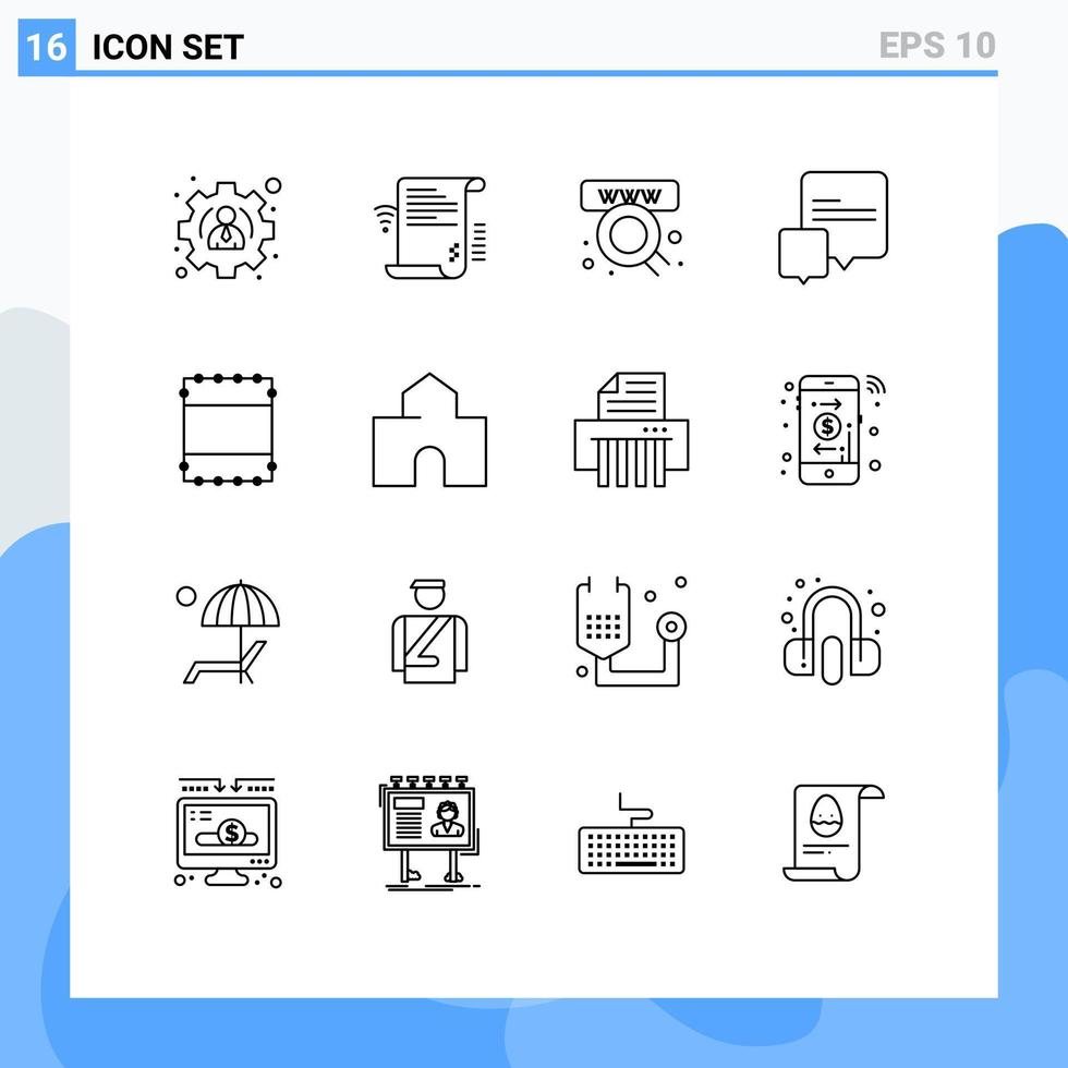 Modern Set of 16 Outlines and symbols such as architecture layout commerce messages chat Editable Vector Design Elements