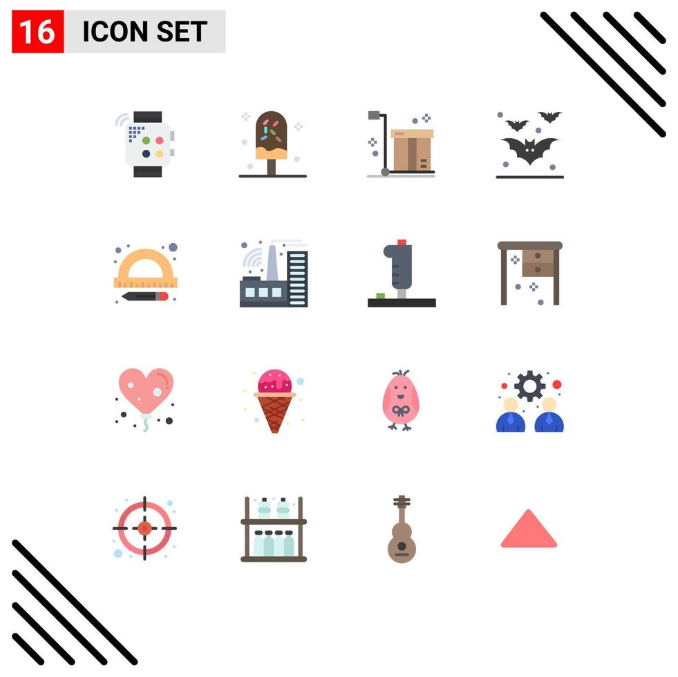 16 Universal Flat Colors Set for Web and Mobile Applications halloween bat summer product logistic Editable Pack of Creative Vector Design Elements