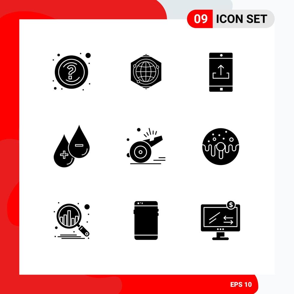 Pictogram Set of 9 Simple Solid Glyphs of minus liquid application drop upload Editable Vector Design Elements