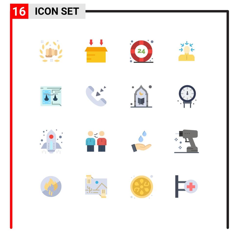 Set of 16 Modern UI Icons Symbols Signs for business human help criticism choice Editable Pack of Creative Vector Design Elements