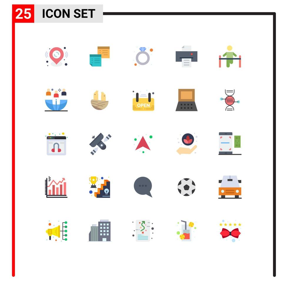 Group of 25 Modern Flat Colors Set for printer device office ring diamond Editable Vector Design Elements
