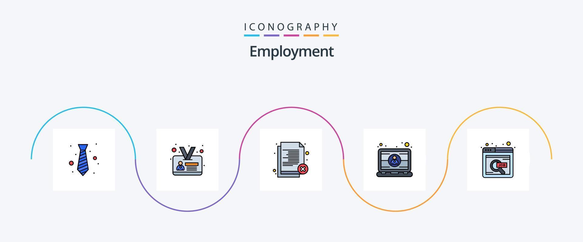 Employment Line Filled Flat 5 Icon Pack Including user. engineer. delete. employee. reject vector