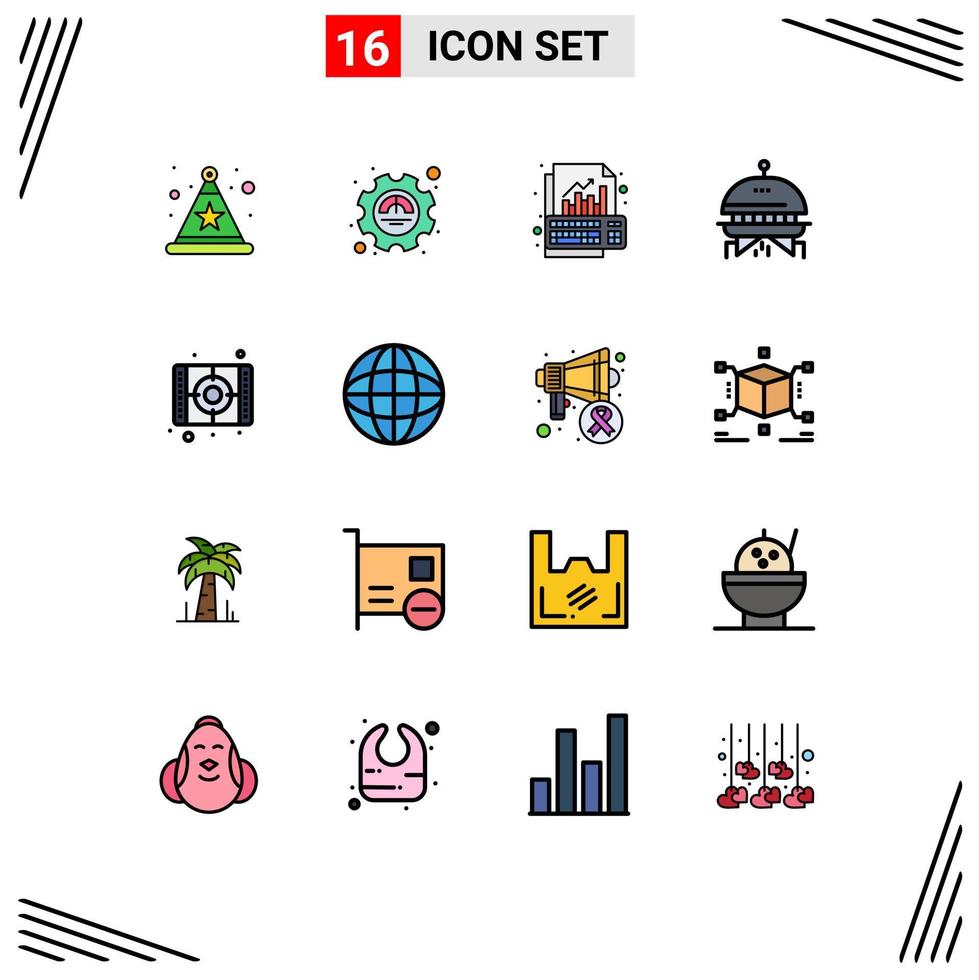 Stock Vector Icon Pack of 16 Line Signs and Symbols for arts movie data ufo astronomy Editable Creative Vector Design Elements
