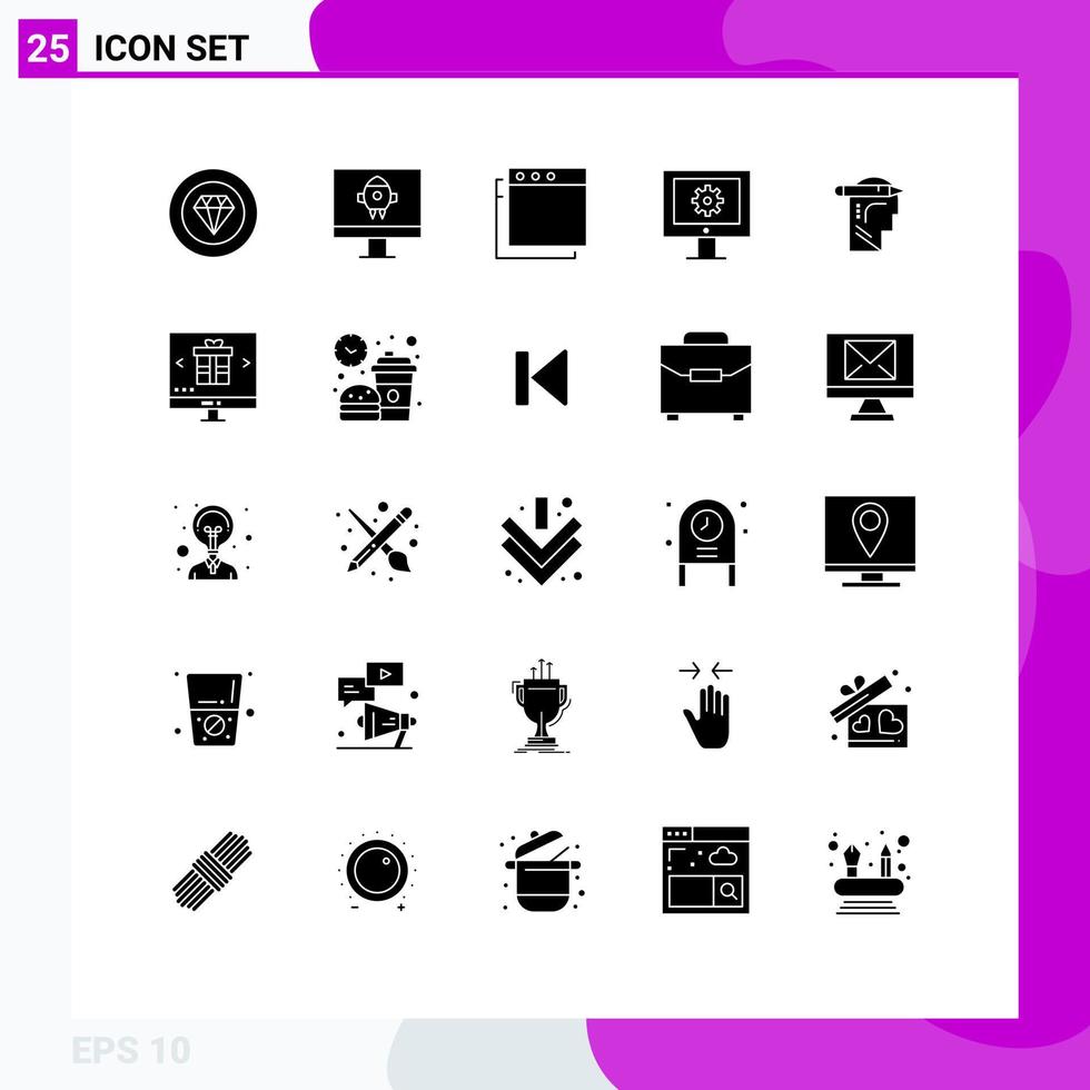 25 Creative Icons Modern Signs and Symbols of buy thinking mac mind web maintenance Editable Vector Design Elements