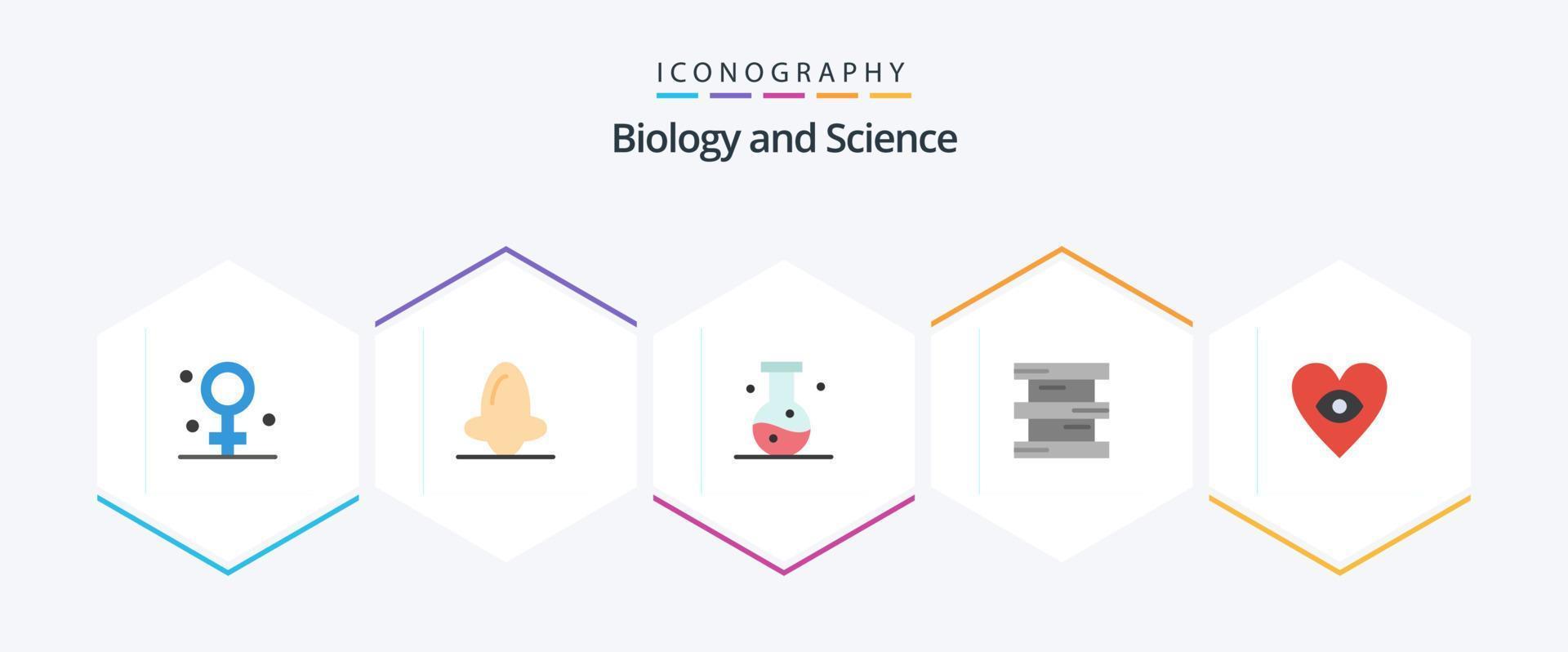 Biology 25 Flat icon pack including hazardous. biology. nose. biochemistry. experiment vector