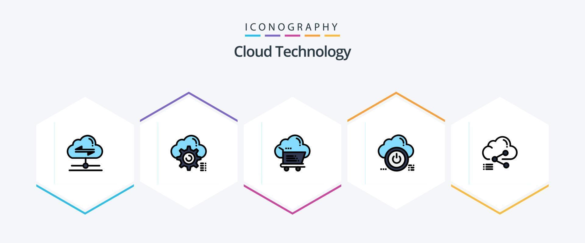 Cloud Technology 25 FilledLine icon pack including cloud. close. configure. shutdown. ecommerece vector