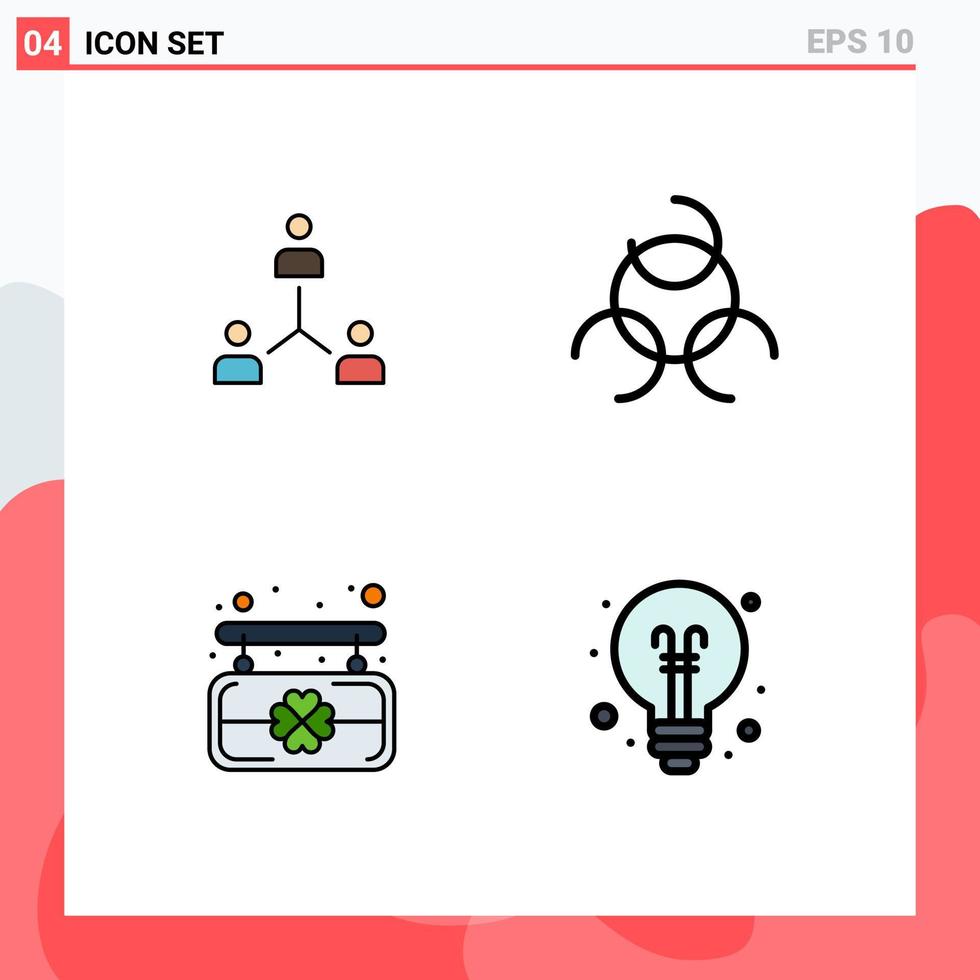 Pictogram Set of 4 Simple Filledline Flat Colors of structure board group team patrick Editable Vector Design Elements