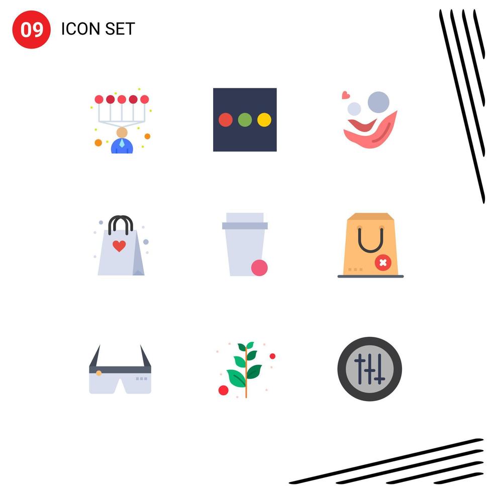 paquete de interfaz de usuario de 9 colores planos básicos de elementos de diseño de vectores editables de hobby de vidrio de día de sopa de compra