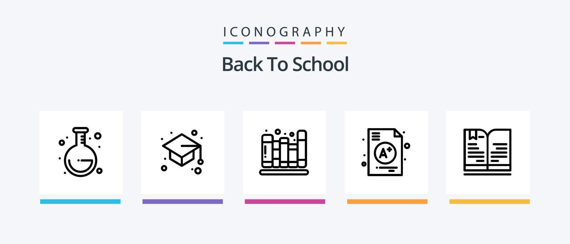 Back To School Line 5 Icon Pack Including ball. diploma. apple. certificate. pages. Creative Icons Design vector