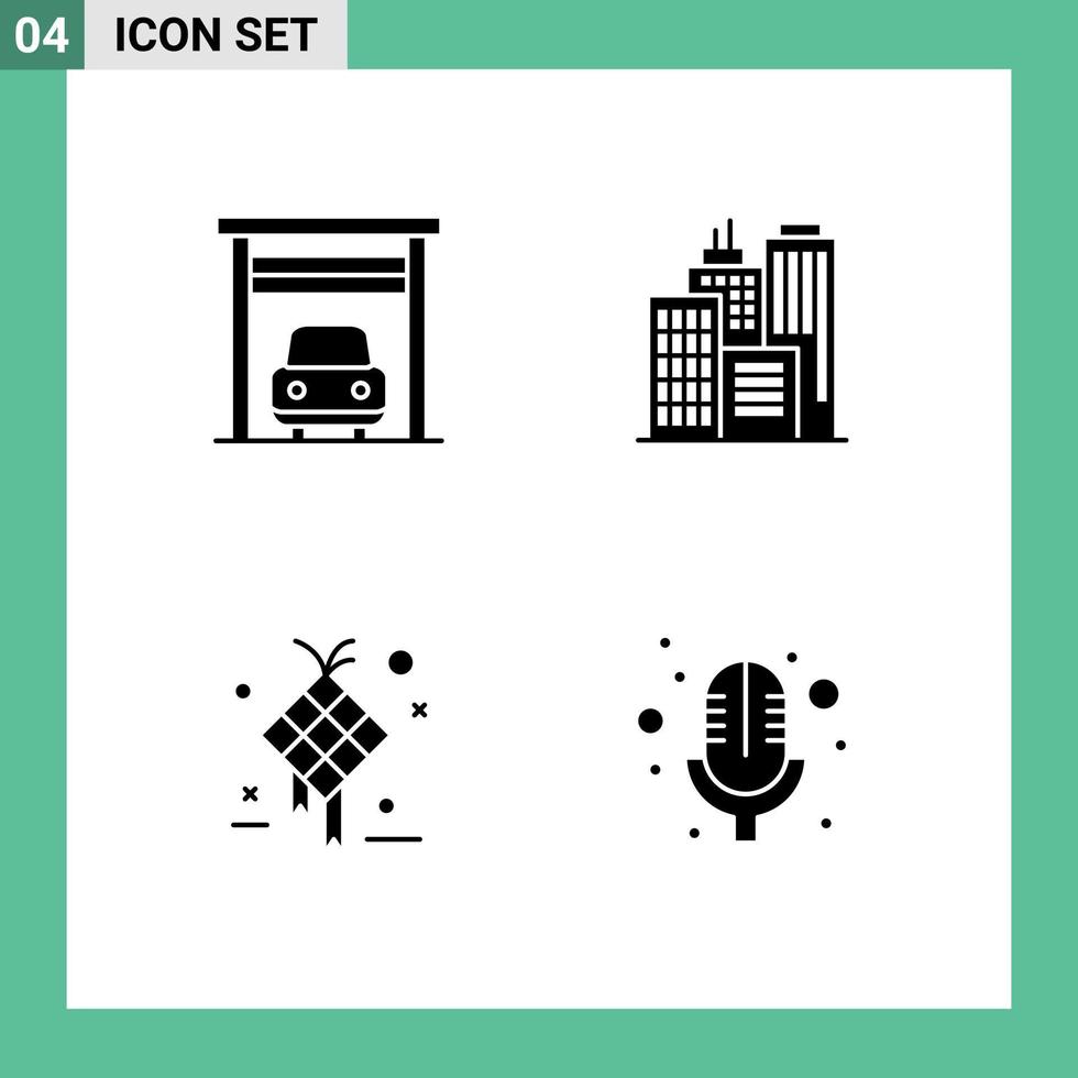 Pack of Modern Solid Glyphs Signs and Symbols for Web Print Media such as car design building decoration mic Editable Vector Design Elements