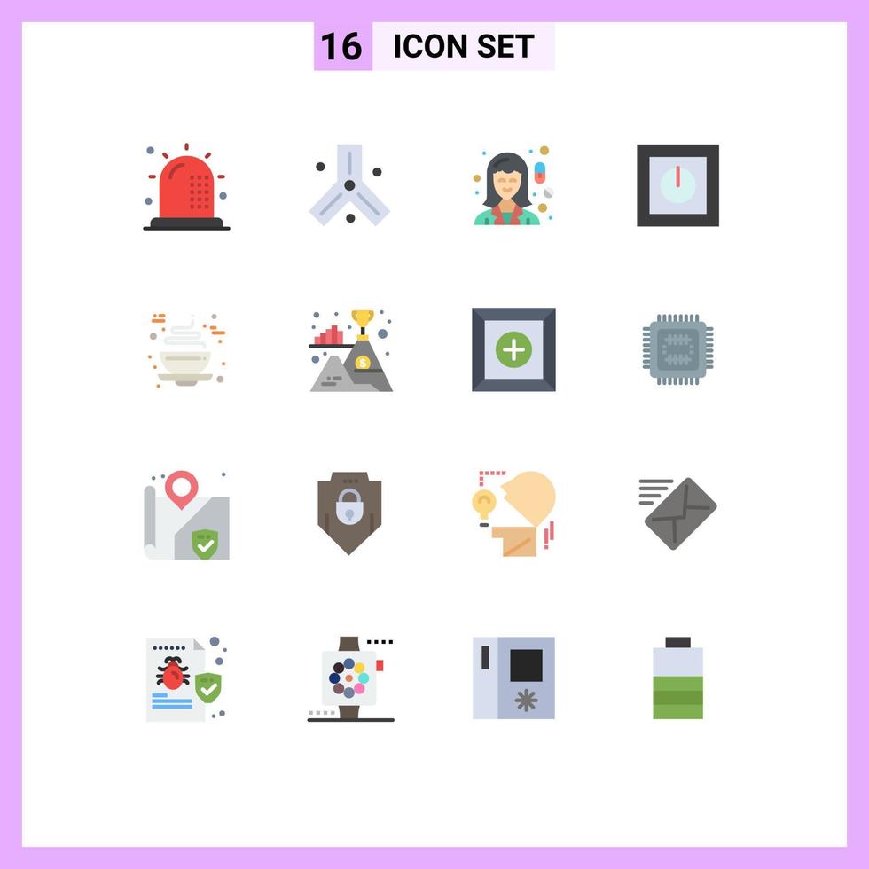 Modern Set of 16 Flat Colors Pictograph of safe electronics science devices pharmacy Editable Pack of Creative Vector Design Elements