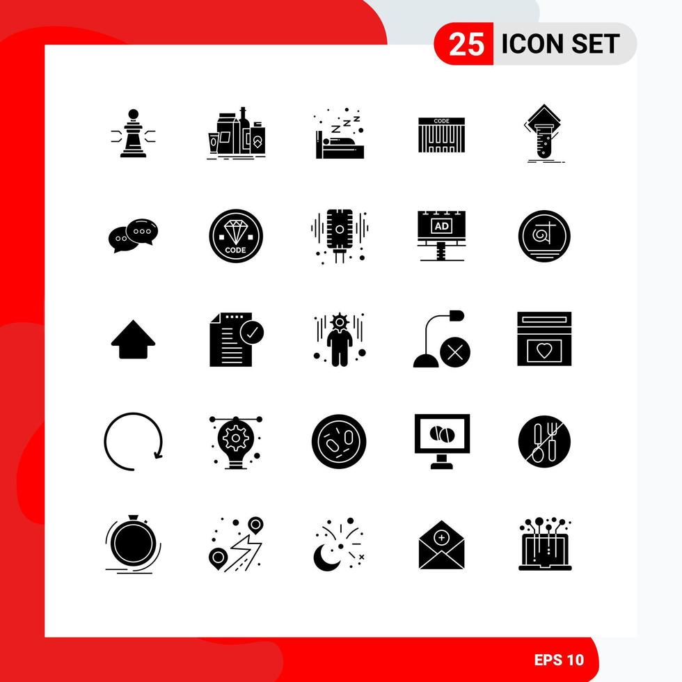 Set of 25 Modern UI Icons Symbols Signs for code bar branding sleeping night Editable Vector Design Elements