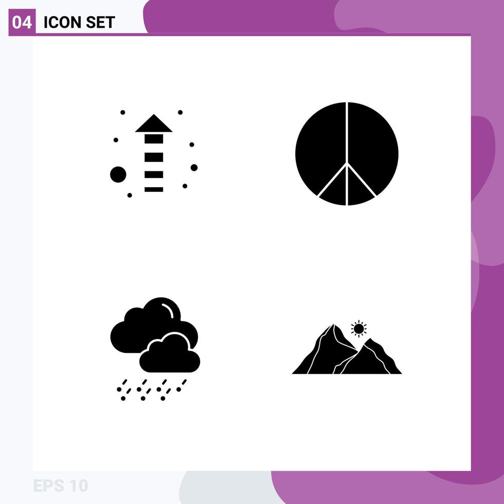 Set of 4 Modern UI Icons Symbols Signs for arrow hill freedom snow nature Editable Vector Design Elements