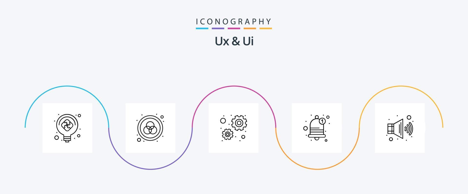 Ux And Ui Line 5 Icon Pack Including volume. audio. configuration. reminder. bell vector