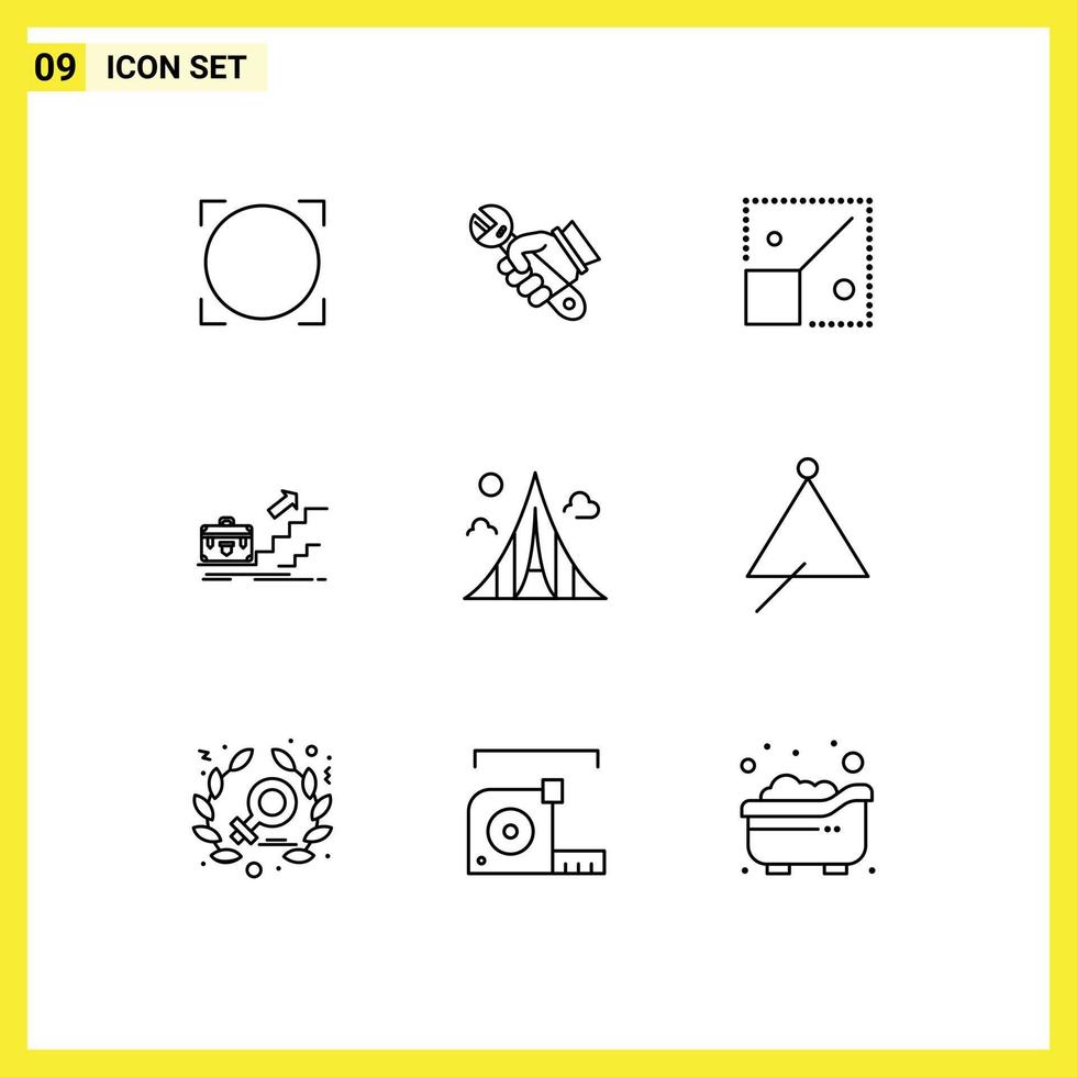 Set of 9 Vector Outlines on Grid for leadership career hand business creative Editable Vector Design Elements