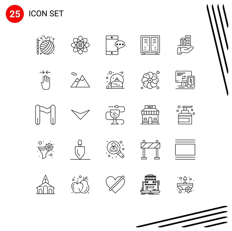 Stock Vector Icon Pack of 25 Line Signs and Symbols for architecture closet dollar athletics activities Editable Vector Design Elements