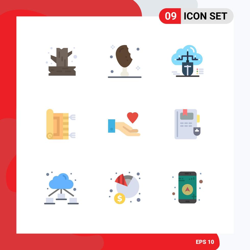 Modern Set of 9 Flat Colors Pictograph of namaz rug mouse praying data Editable Vector Design Elements