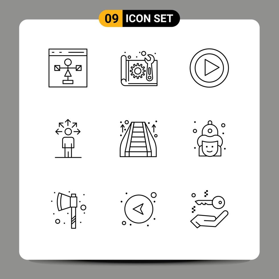 Set of 9 Vector Outlines on Grid for escalator connection paper abilities media Editable Vector Design Elements