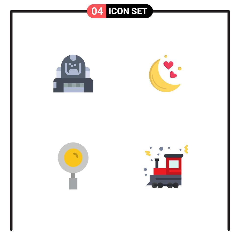 4 User Interface Flat Icon Pack of modern Signs and Symbols of astronaut find helmet night magnifying Editable Vector Design Elements