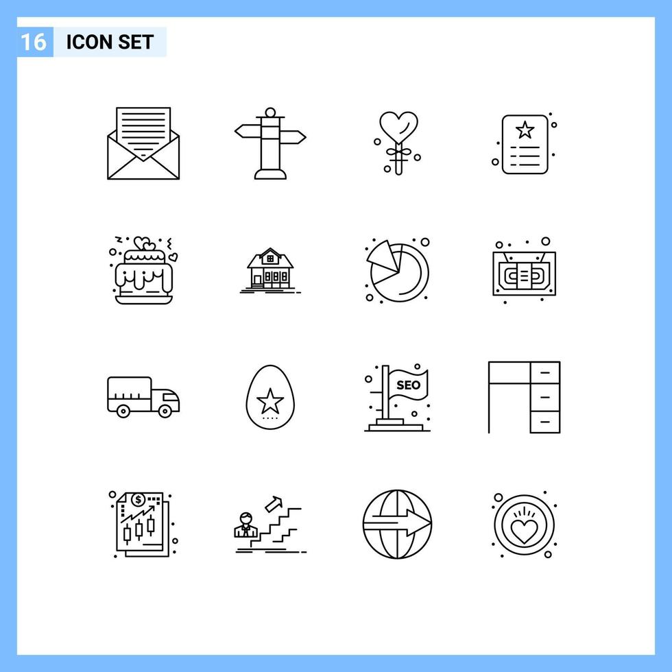 16 Creative Icons Modern Signs and Symbols of hearts identity heart id card card Editable Vector Design Elements