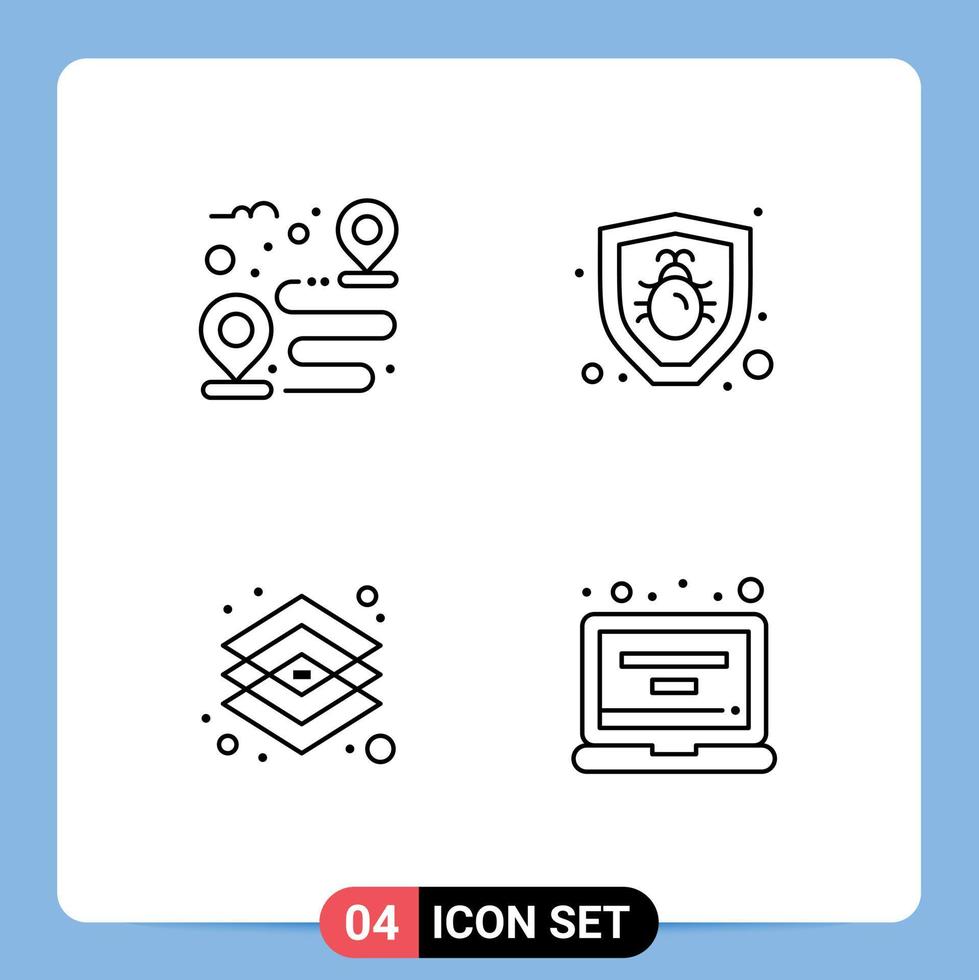 4 User Interface Line Pack of modern Signs and Symbols of destination graphic path security tools Editable Vector Design Elements