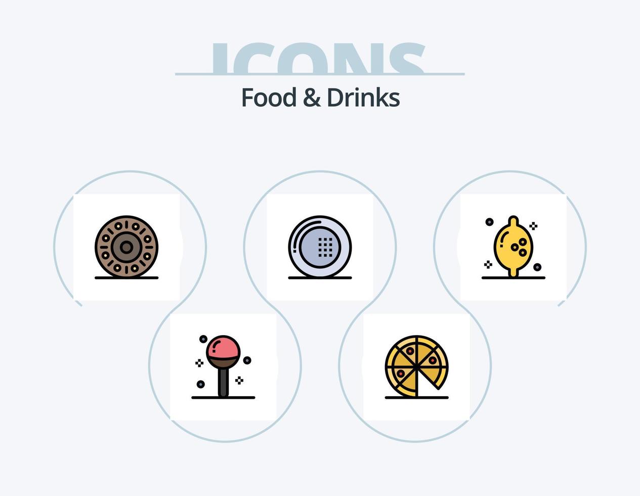 Food and Drinks Line Filled Icon Pack 5 Icon Design. food. wheat. cooking. food. snack vector