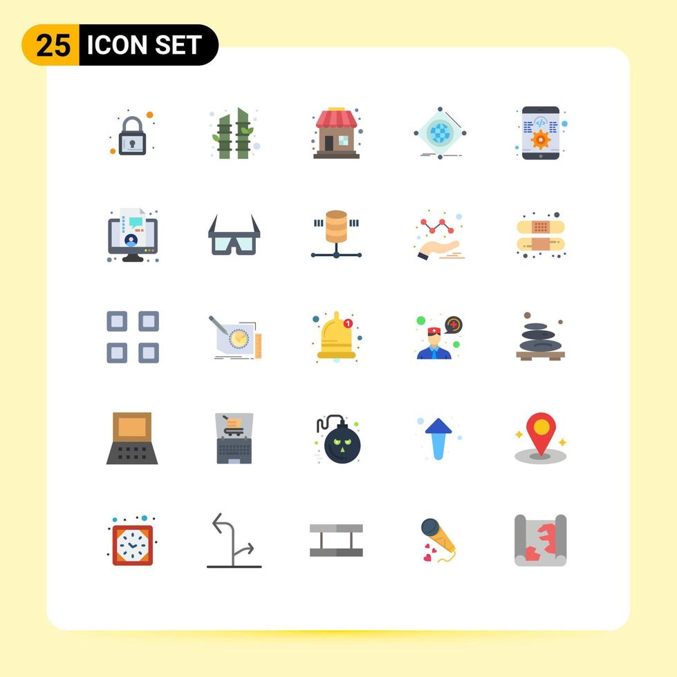 Set of 25 Commercial Flat Colors pack for responsive development sale app of Editable Vector Design Elements