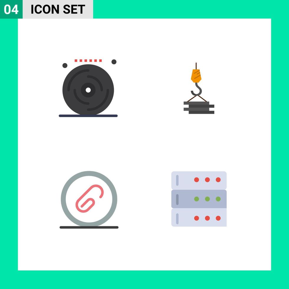 4 Universal Flat Icons Set for Web and Mobile Applications birthday attach party construction extension Editable Vector Design Elements