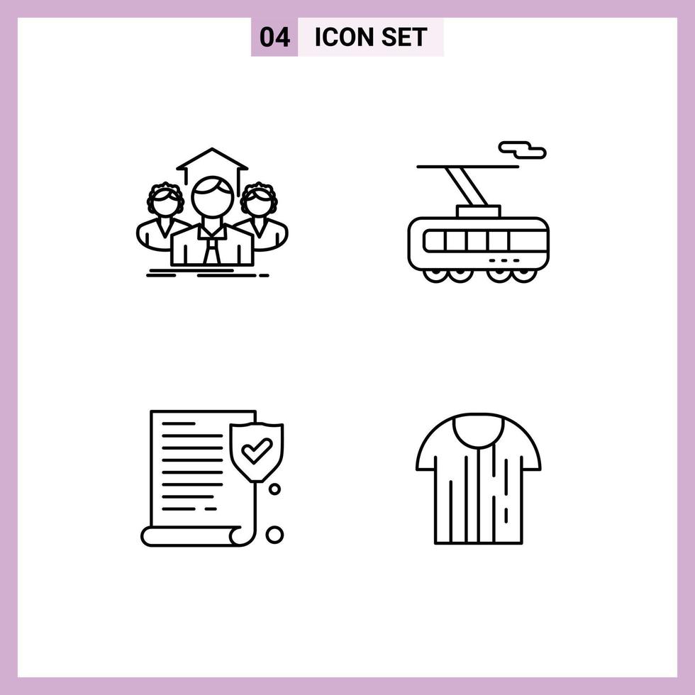 4 Thematic Vector Filledline Flat Colors and Editable Symbols of team insurance group smart policy Editable Vector Design Elements