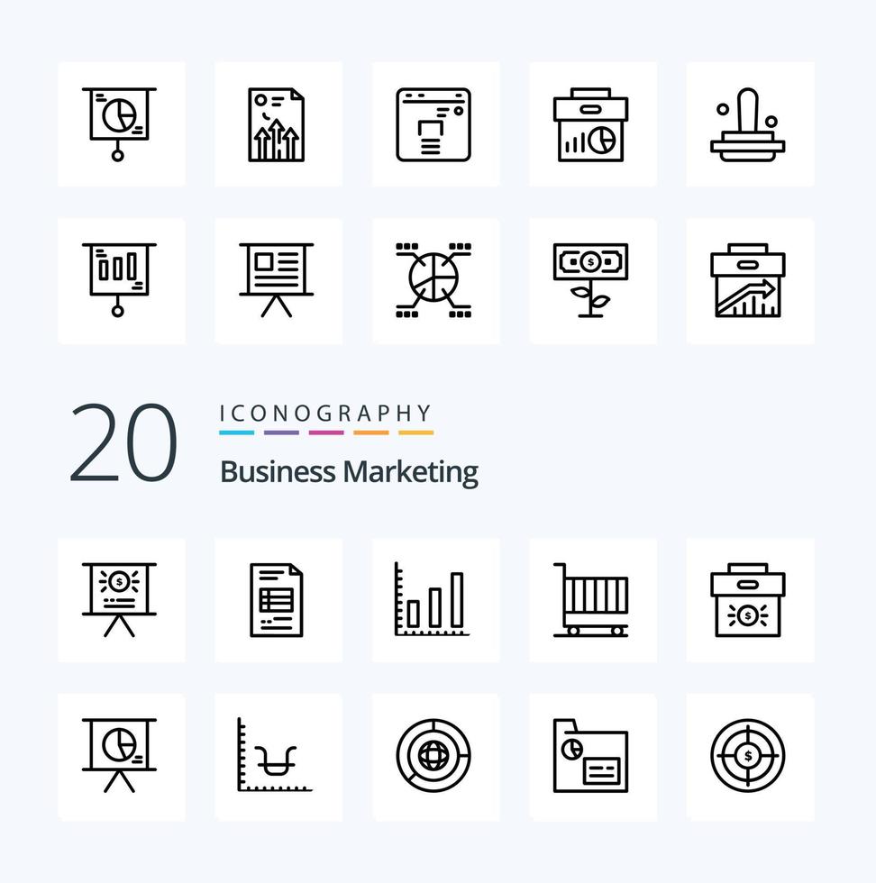 20 Business Marketing Line icon Pack like shopping finance cart vector