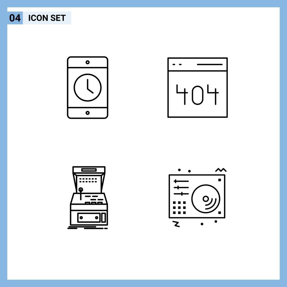 Modern Set of 4 Filledline Flat Colors Pictograph of cellphone arcade phone interface game Editable Vector Design Elements
