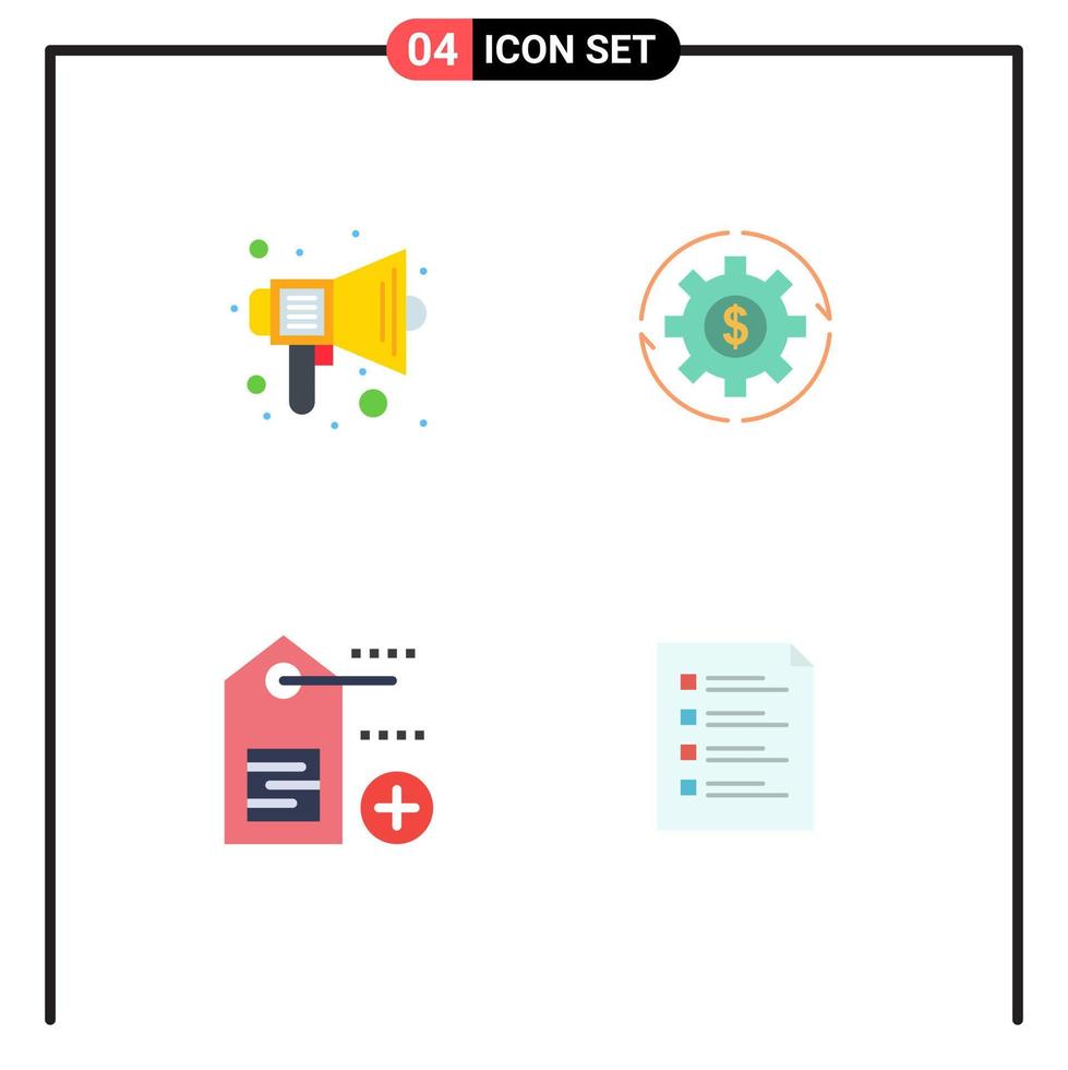 4 Universal Flat Icons Set for Web and Mobile Applications audio making sound capital profit Editable Vector Design Elements