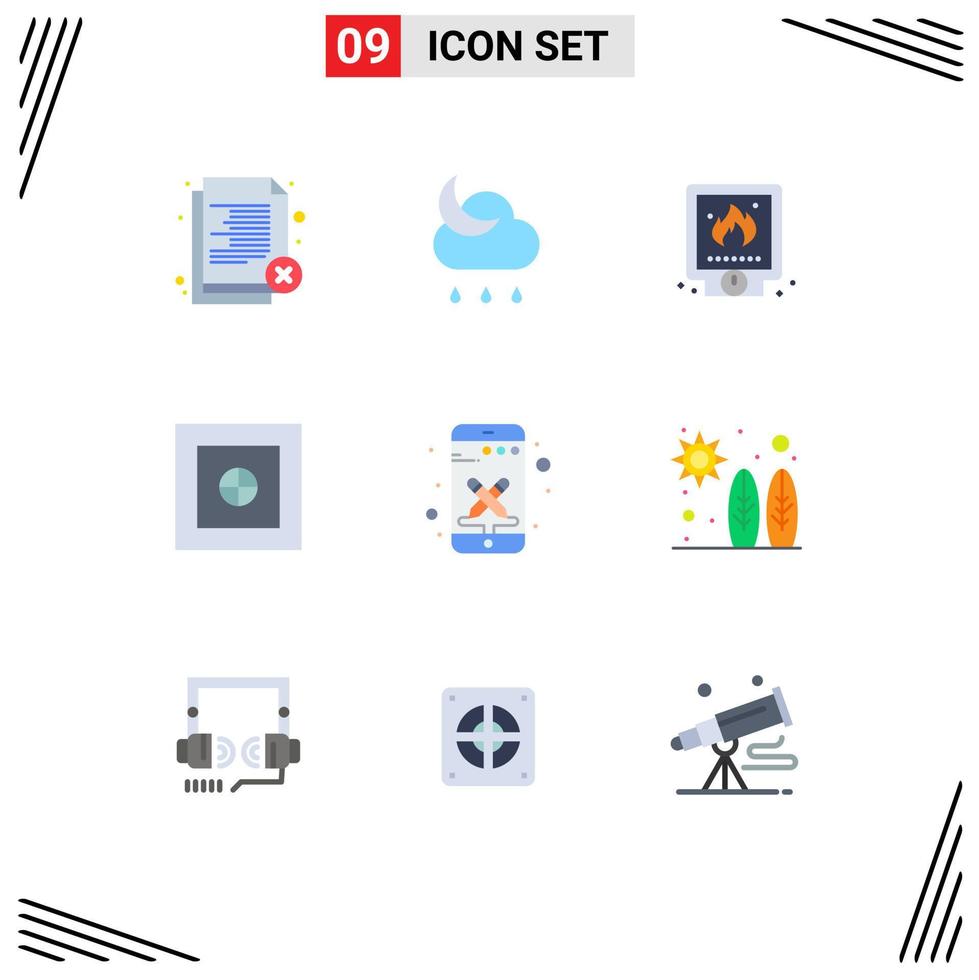 Pictogram Set of 9 Simple Flat Colors of design money weather finance system Editable Vector Design Elements