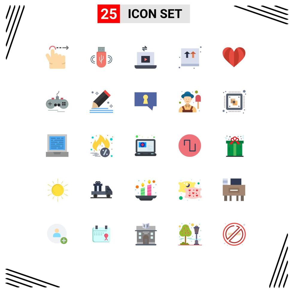 conjunto de 25 iconos de interfaz de usuario modernos signos de símbolos para elementos de diseño de vector editables de comercio electrónico de compras de video de corazón