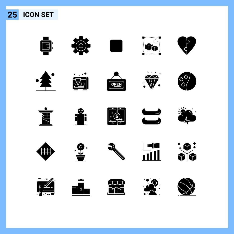 Set of 25 Modern UI Icons Symbols Signs for forest love check box couple processing Editable Vector Design Elements