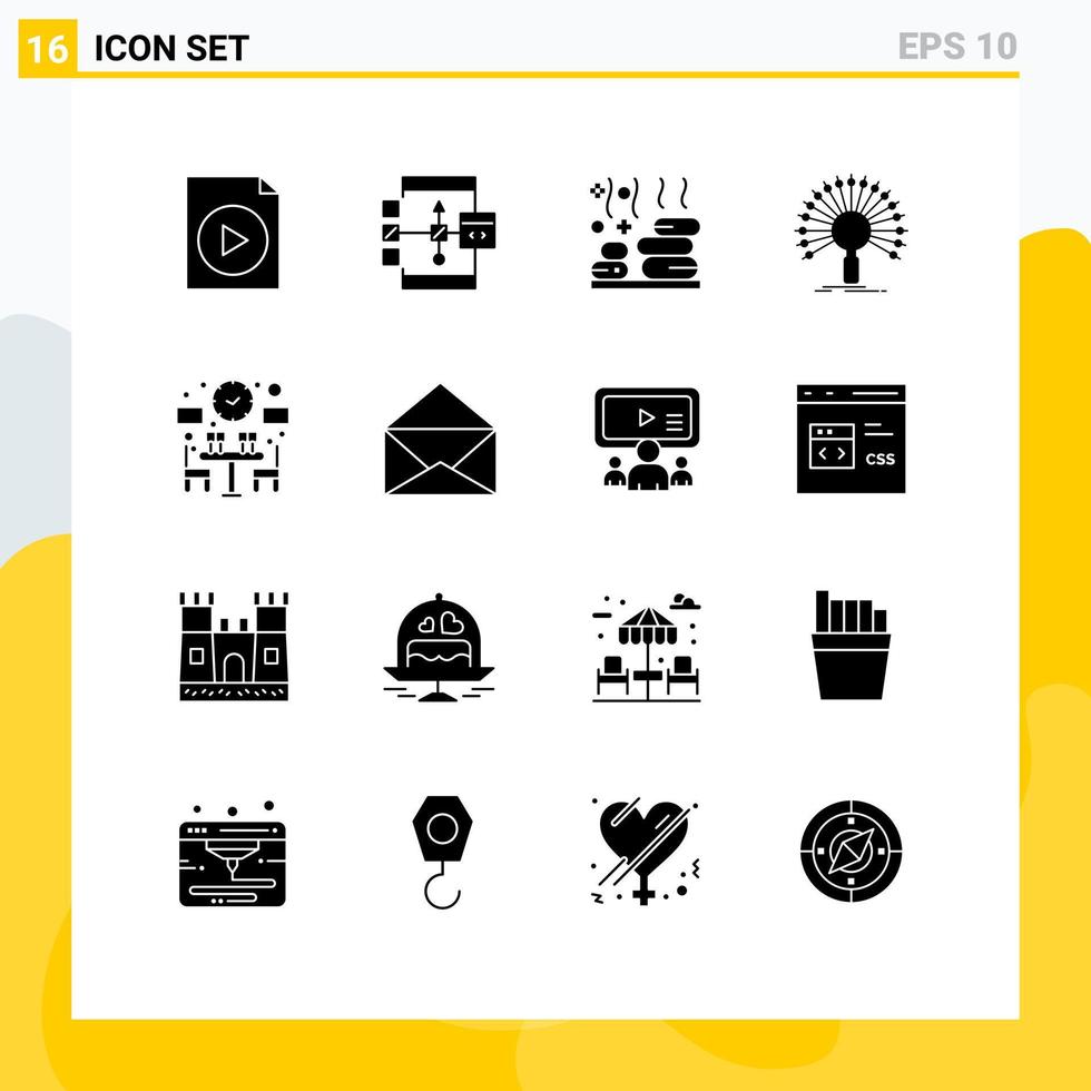 Set of 16 Modern UI Icons Symbols Signs for couple network relax informational data Editable Vector Design Elements