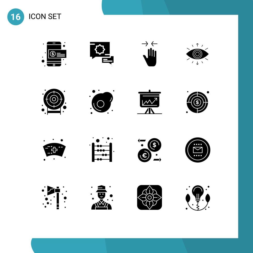 Pictogram Set of 16 Simple Solid Glyphs of goal member gesture secret society eye Editable Vector Design Elements