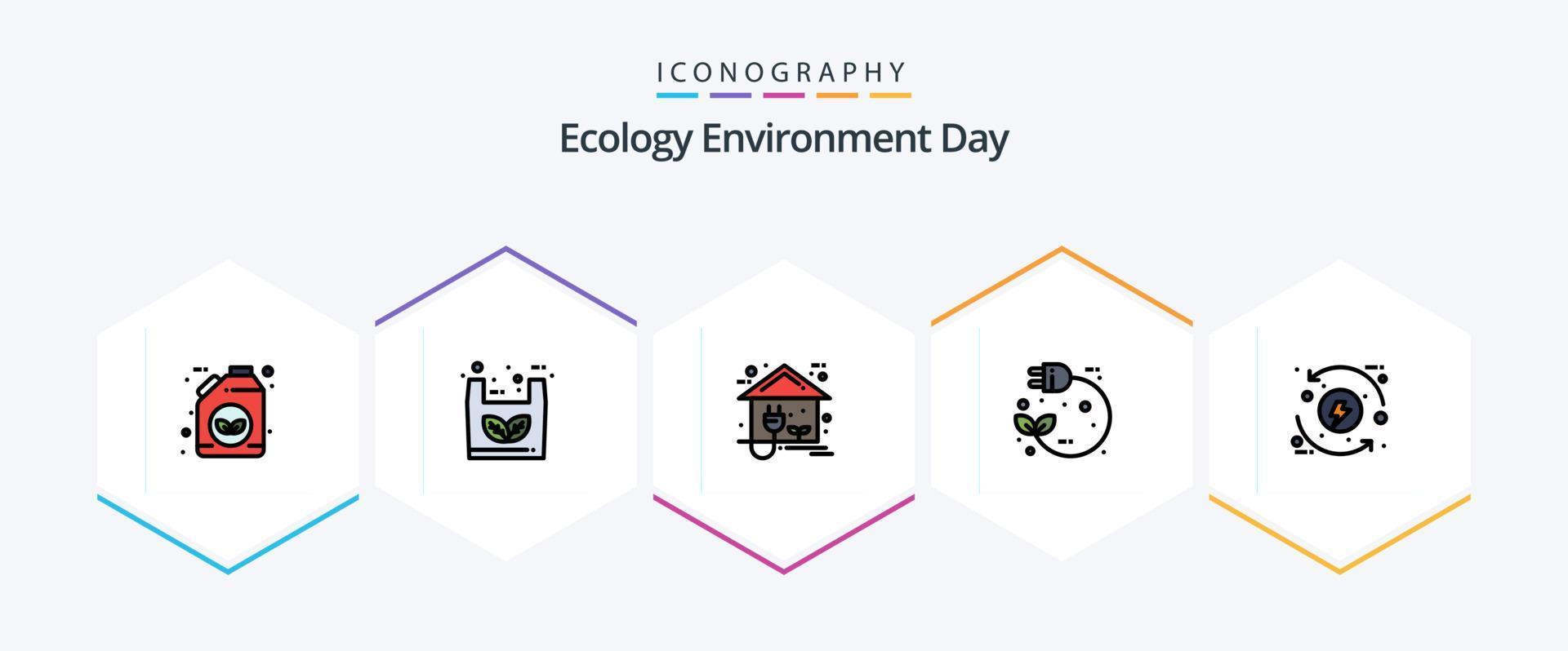 ecología 25 paquete de iconos de línea completa que incluye extracción. enchufar. ecológico eléctrico. fuerza vector