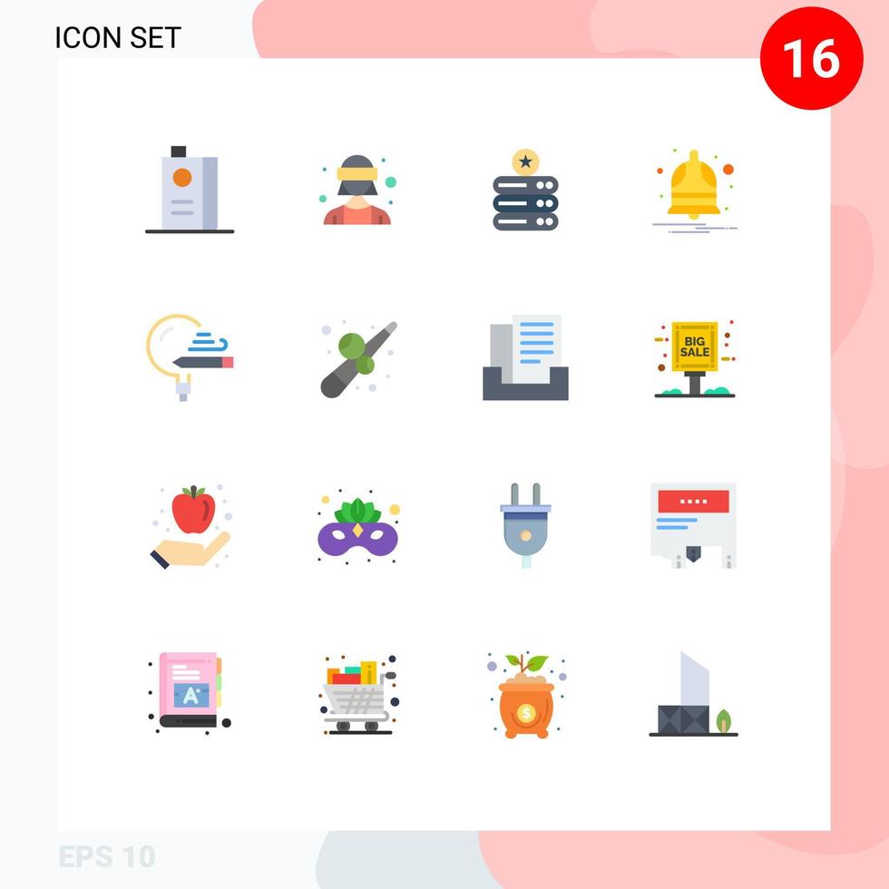 Flat Color Pack of 16 Universal Symbols of education notify vr glasses notification storage Editable Pack of Creative Vector Design Elements