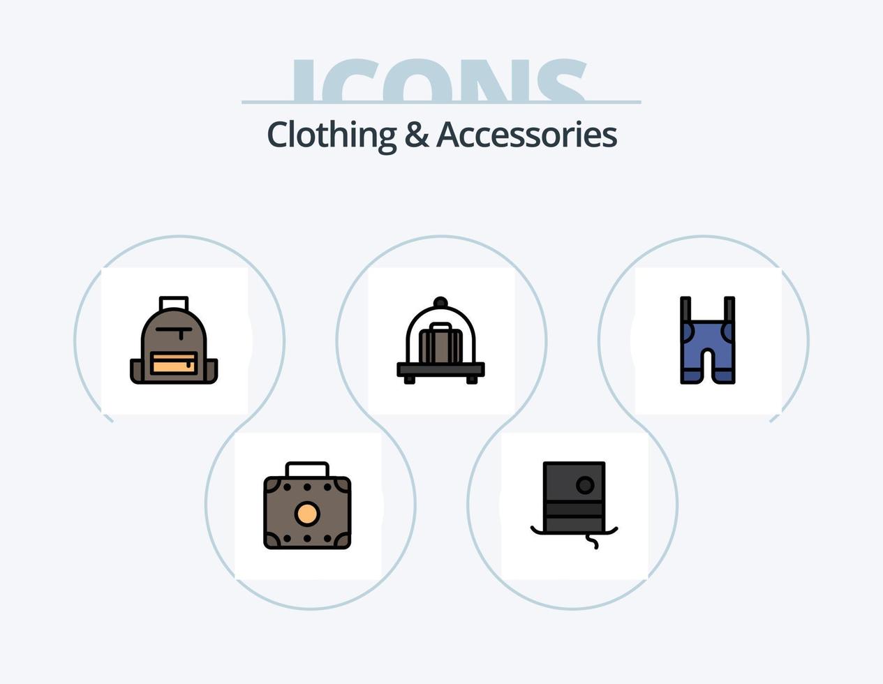 línea de ropa y accesorios llenos de icono paquete 5 diseño de iconos. correas ropa. aletas tirantes. ropa vector