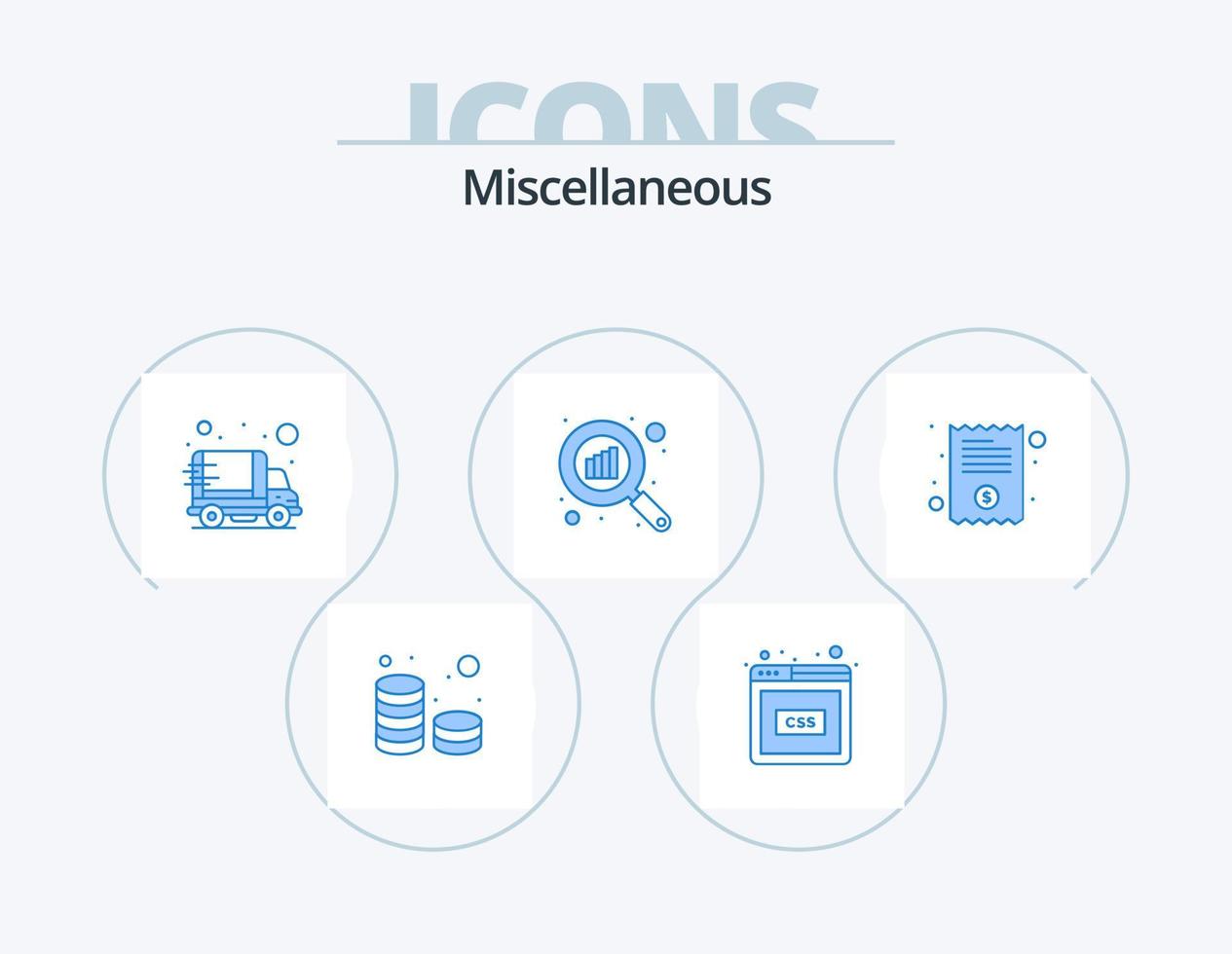 Miscellaneous Blue Icon Pack 5 Icon Design. invoice. search. delivery. scan. graph vector