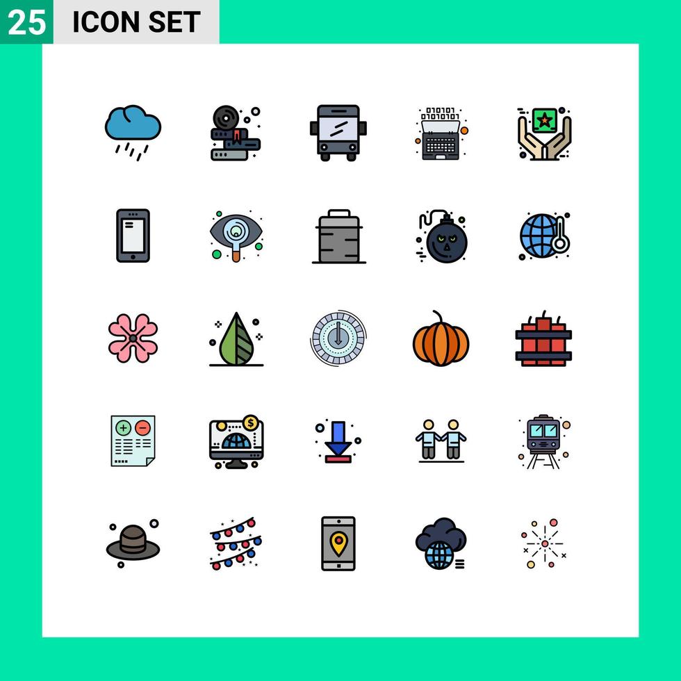 Set of 25 Modern UI Icons Symbols Signs for premium product best quality bus intelligence binary Editable Vector Design Elements