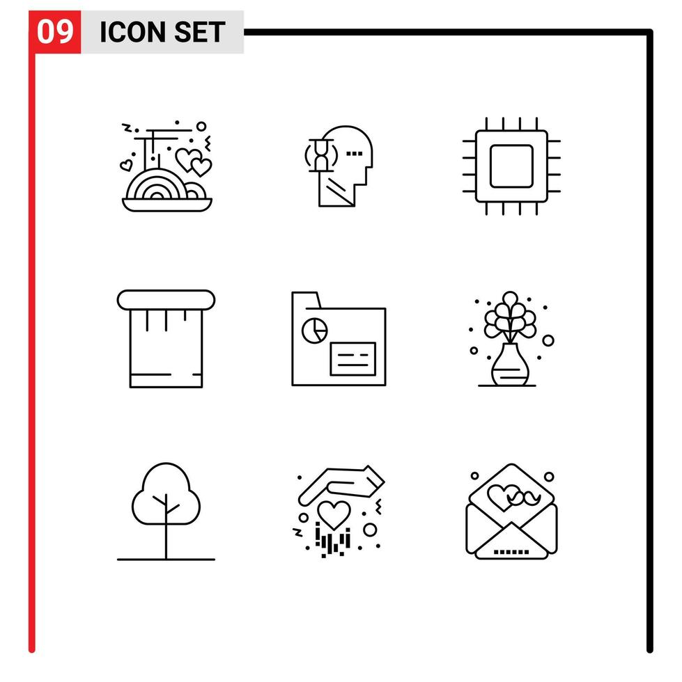 Outline Pack of 9 Universal Symbols of finance tools chip putty hardware Editable Vector Design Elements