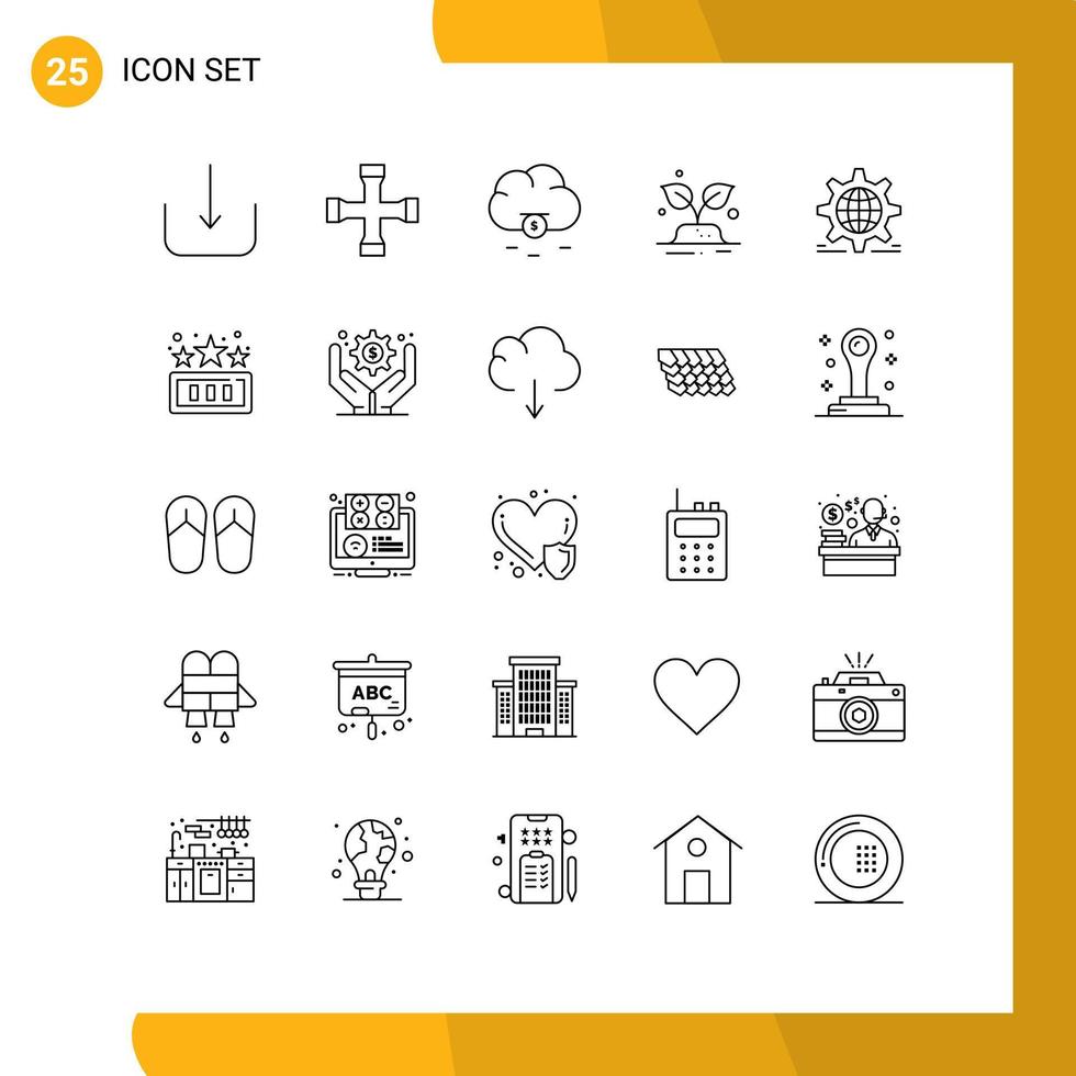 conjunto moderno de pictogramas de 25 líneas de elementos de diseño de vectores editables en el mundo