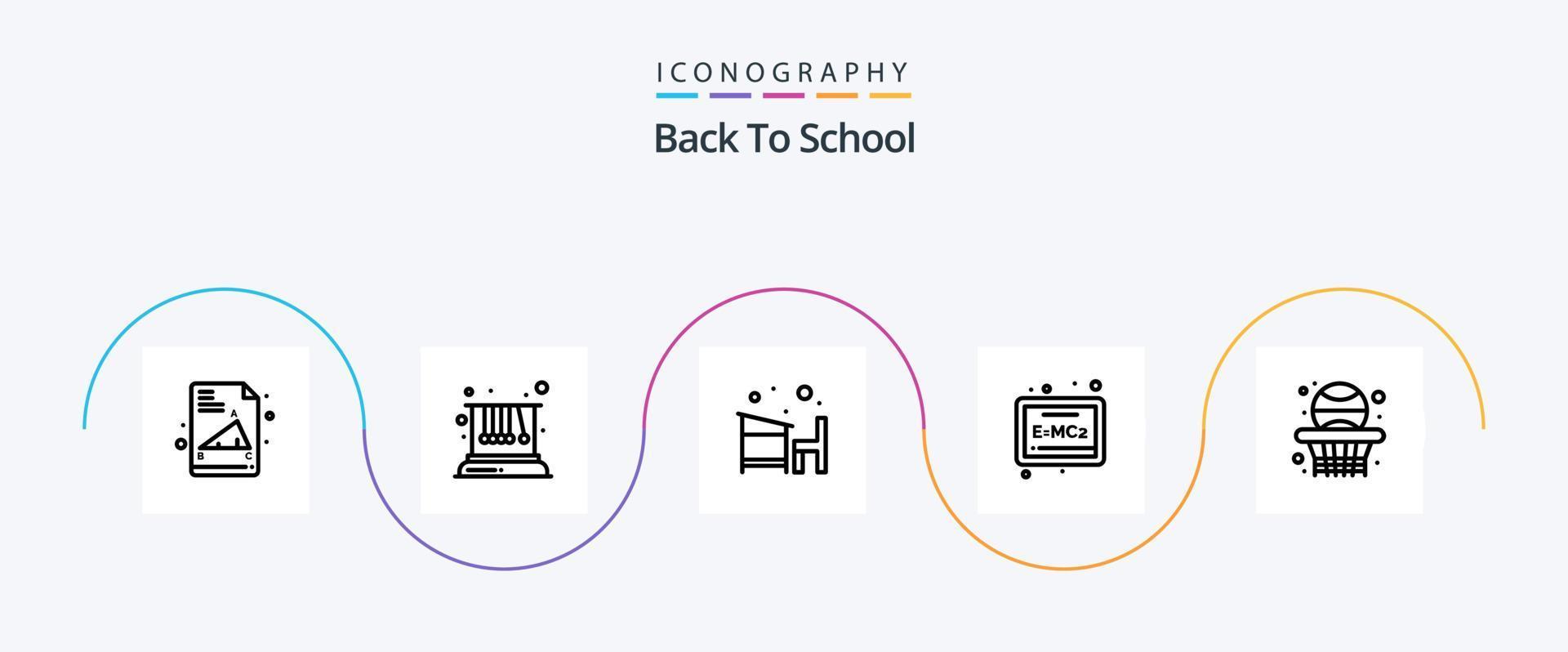 Back To School Line 5 Icon Pack Including education. back. desk. formula. board vector