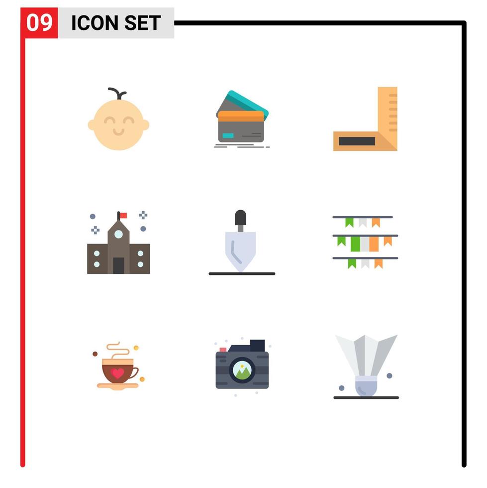 Set of 9 Modern UI Icons Symbols Signs for school education money college engineering Editable Vector Design Elements