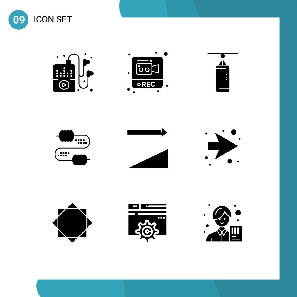 Modern Set of 9 Solid Glyphs and symbols such as sorting ascending boxing capacitors wire Editable Vector Design Elements