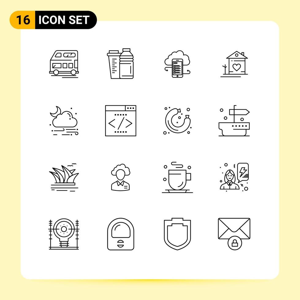 paquete de interfaz de usuario de 16 esquemas básicos de elementos de diseño de vectores editables de nubes móviles deportivas de seguridad doméstica